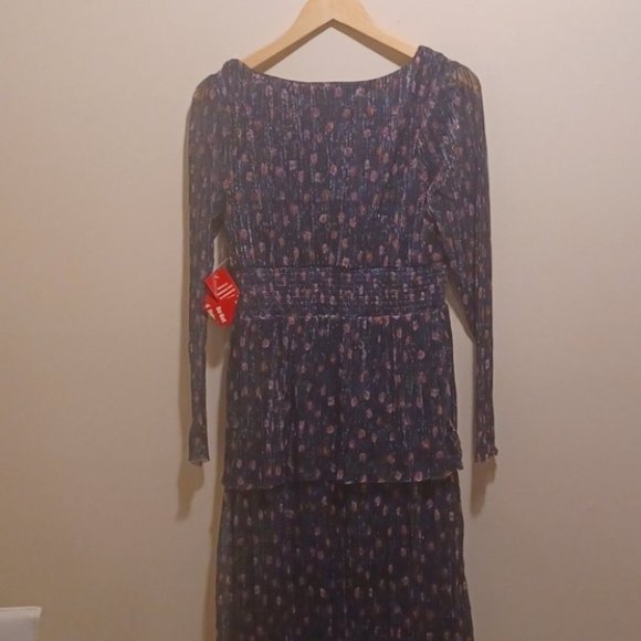 Haute Nites Size 9 Layer Flattering Maxi Floral Dress Long Sleeve NEW - Picture 6 of 10